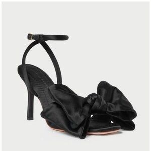 Loeffler Randall Marlena Black Satin Bow Sandals 6